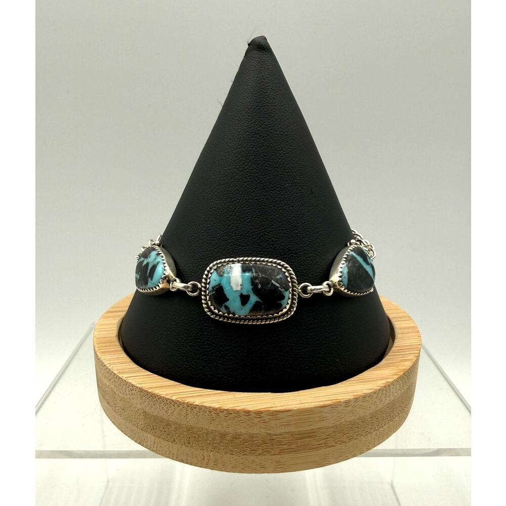 Navajo Style 925 & Turquoise Link Bracelet